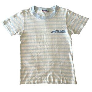 Hysteric Glamour light blue and cream striped baby tee with bunny graphic